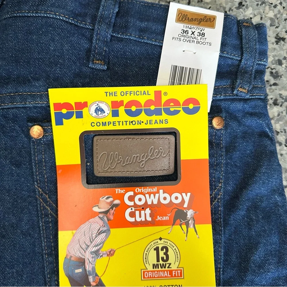Men’s new Wrangler Pro rodeo cowboy cut denim blue jeans original‎ fit 36x38